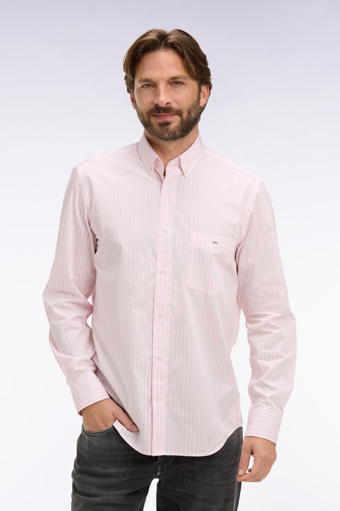 Chemise en coton rose à rayures bâtons - Image 3
