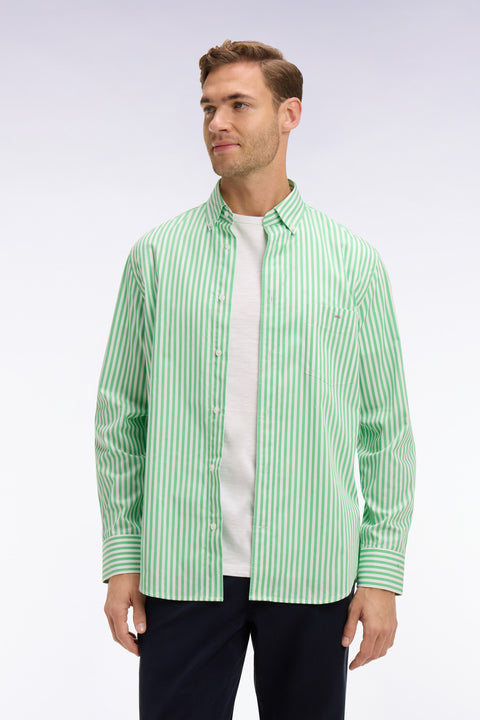 Chemise en coton vert clair à rayures bâtons - Image 3