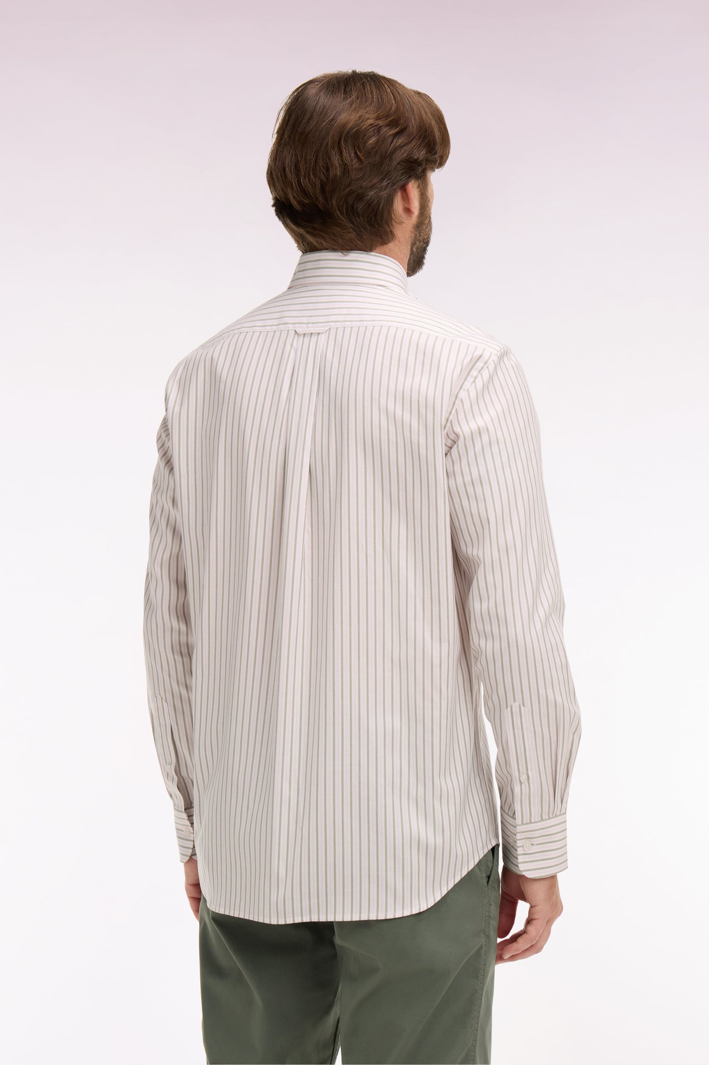 Chemise en coton pinpoint à rayures rose coupe regular