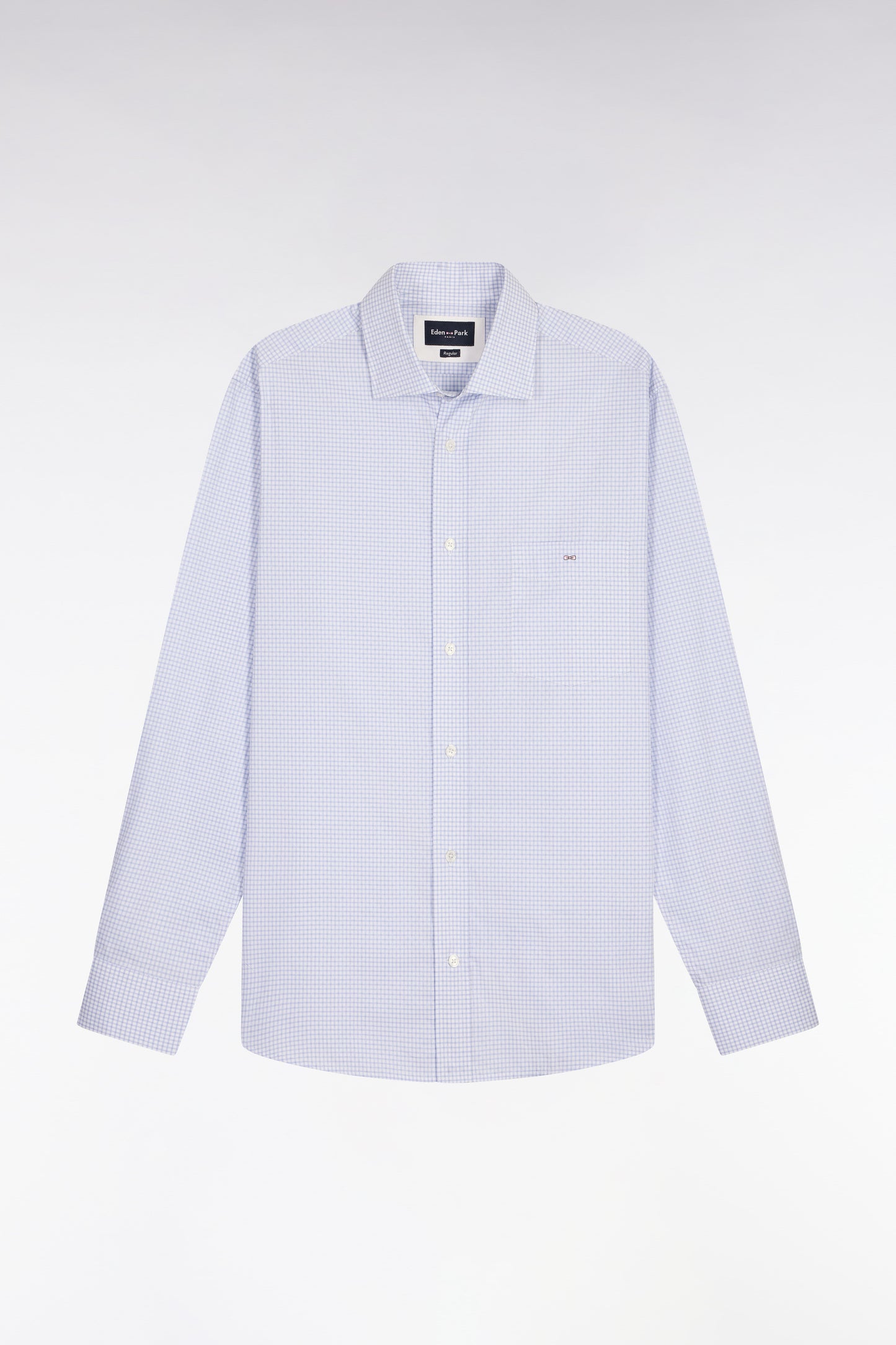 Regular fit sky check dobby cotton shirt