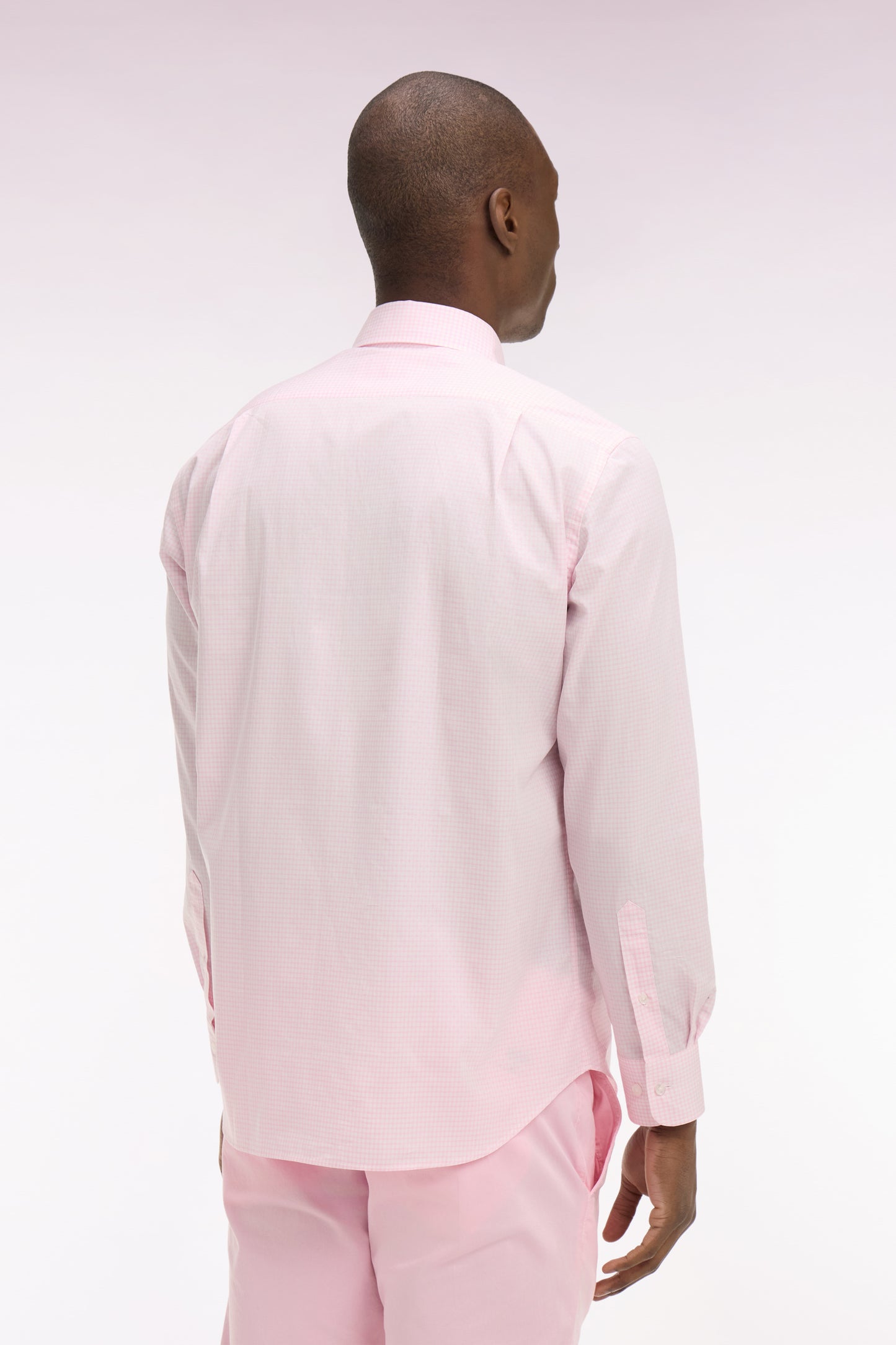 Regular fit pink check dobby cotton shirt