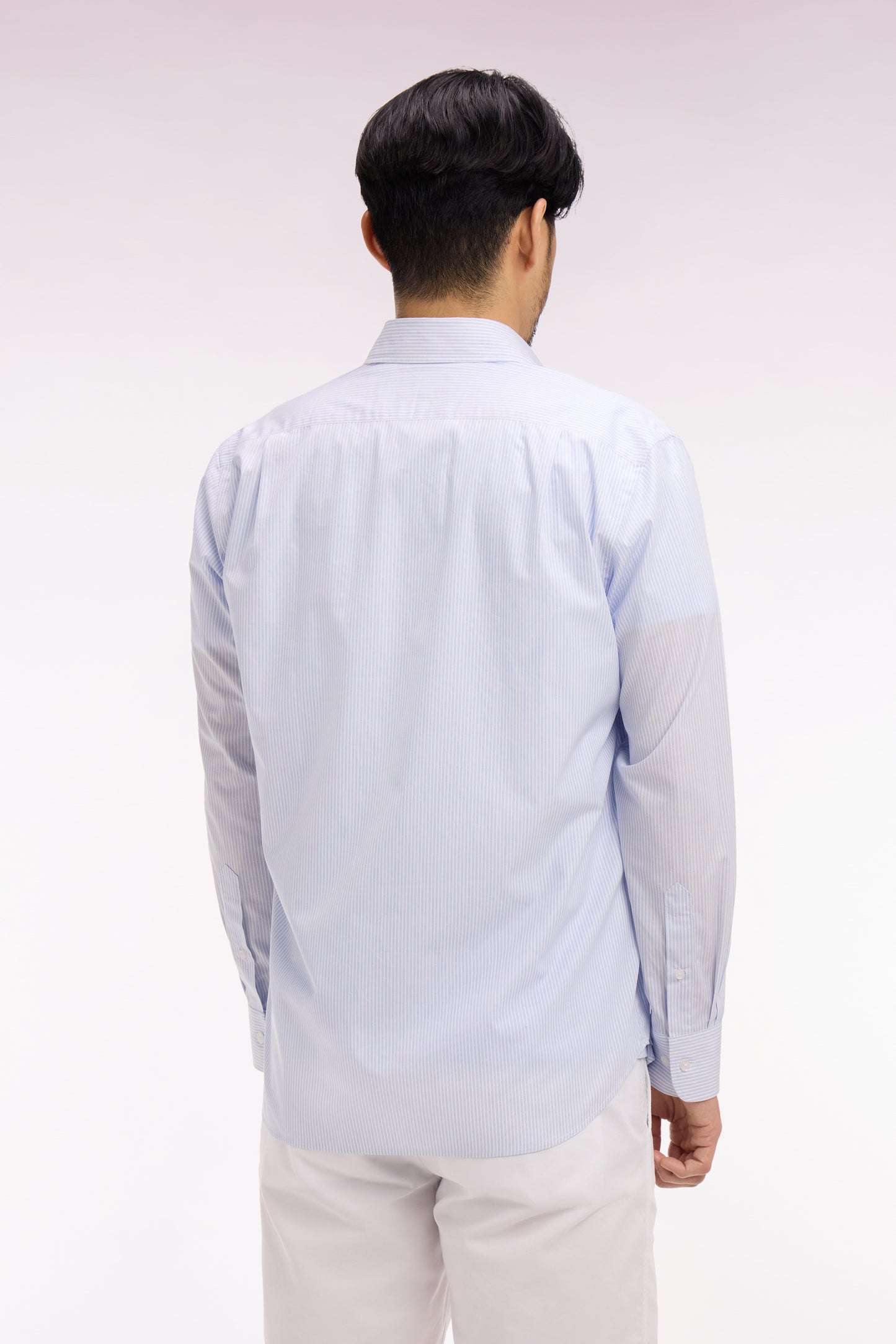 Chemise en coton dobby à rayures ciel coupe regular