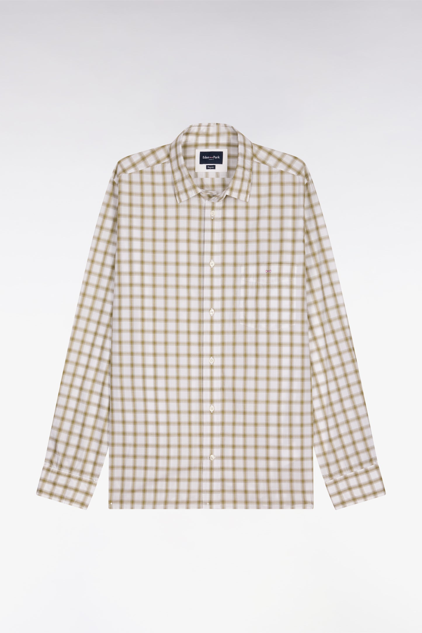 Khaki checked cotton shirt