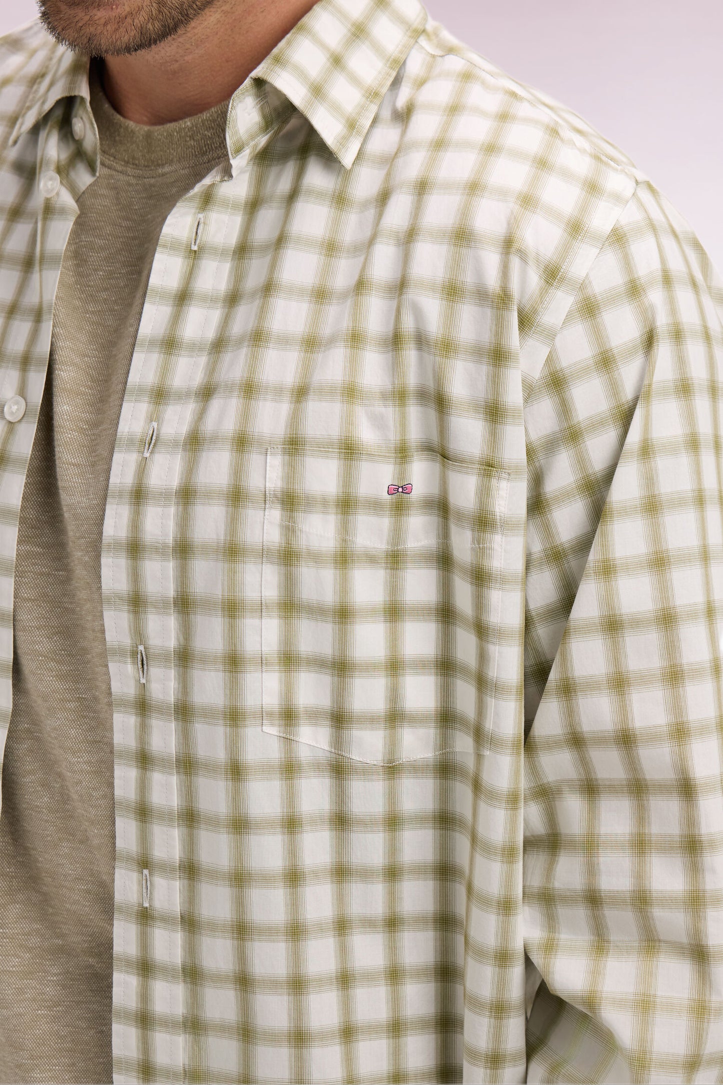 Khaki checked cotton shirt