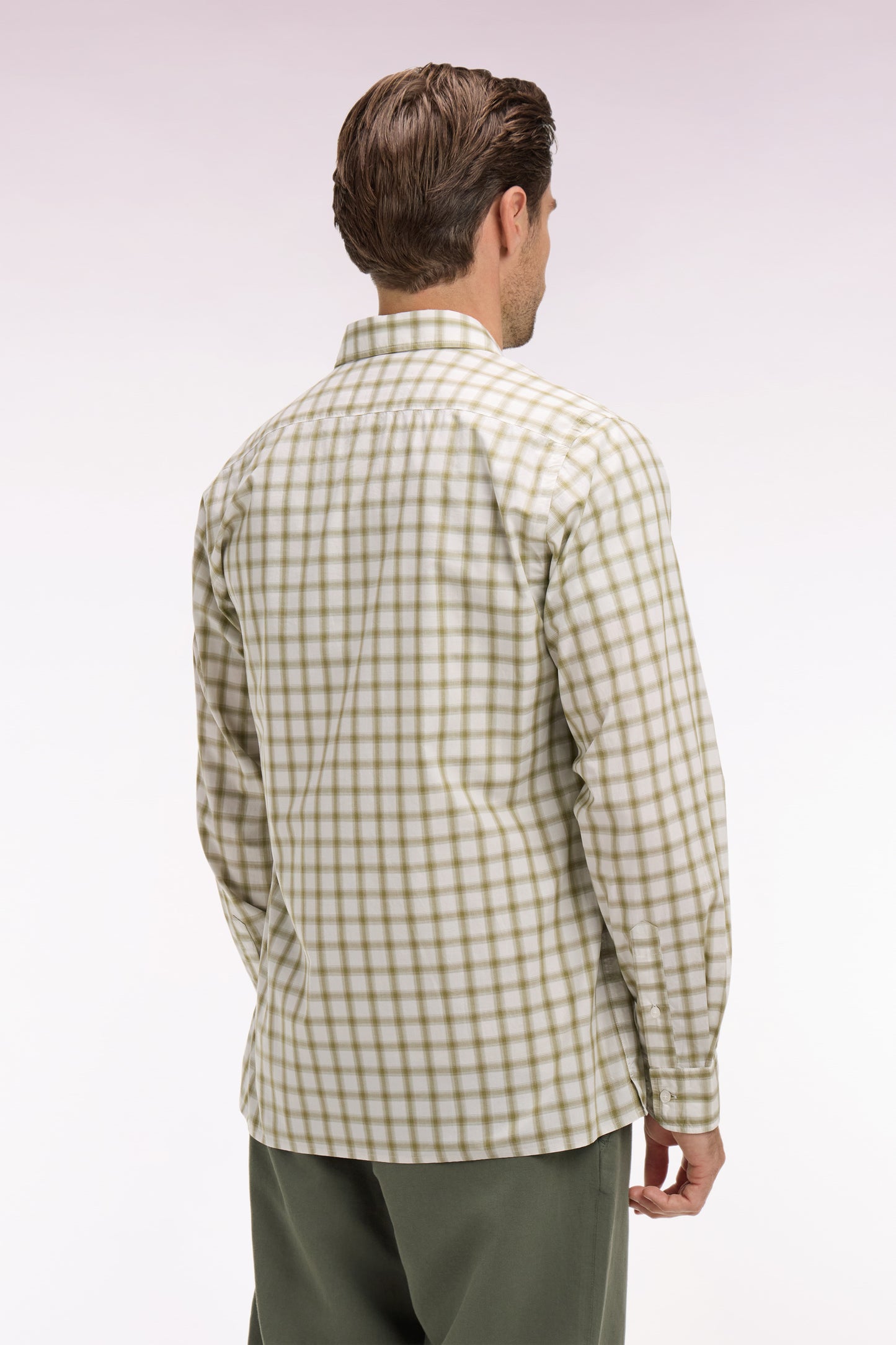 Khaki checked cotton shirt
