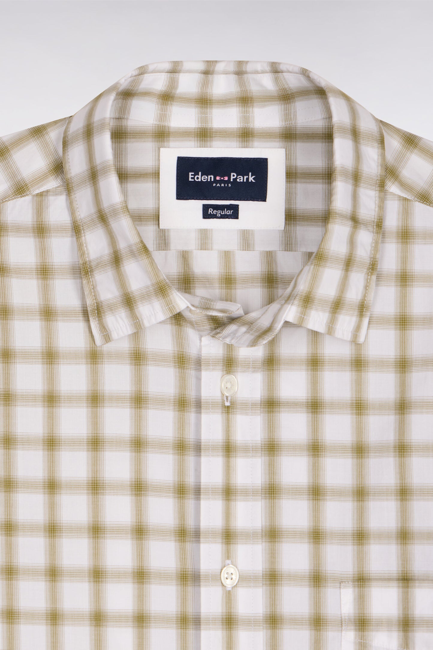 Khaki checked cotton shirt
