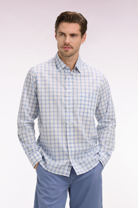 Chemise en coton à carreaux bleu - Image 3