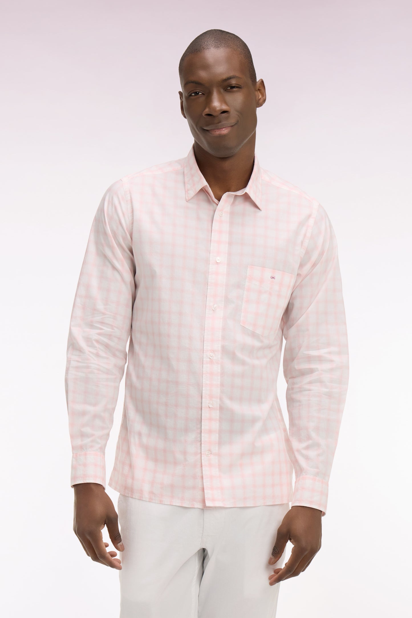 Pink checked cotton shirt