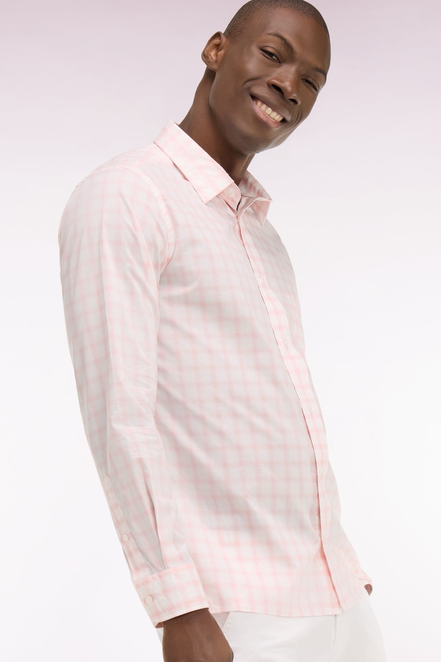 Pink checked cotton shirt