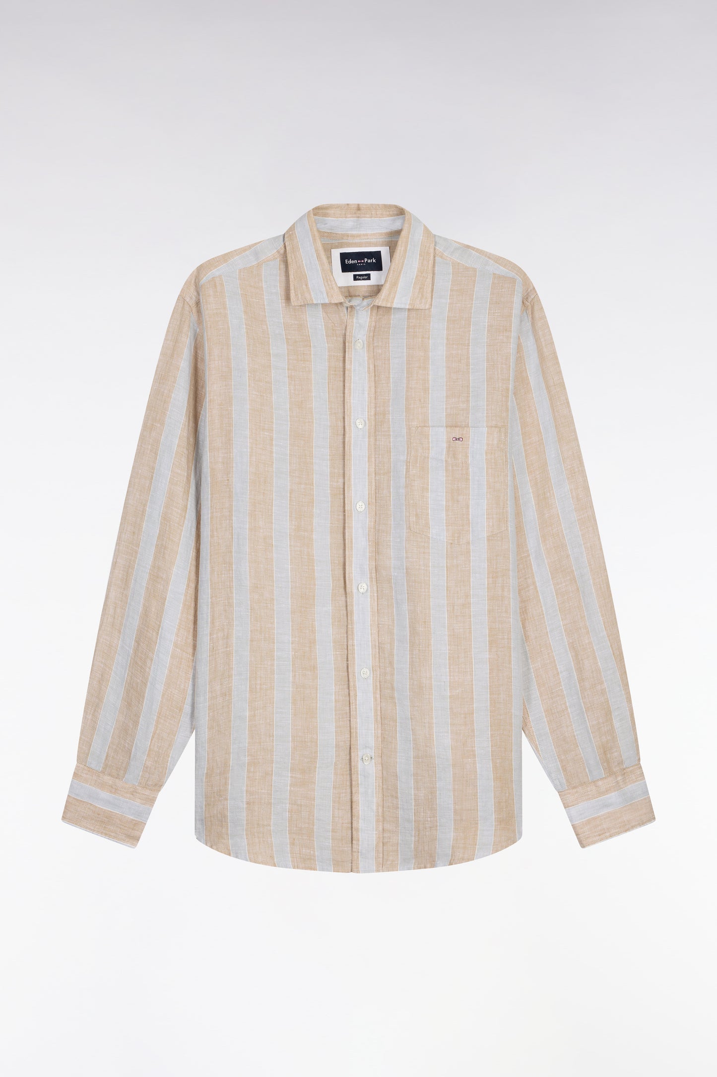 Light gray linen shirt with stick stripes