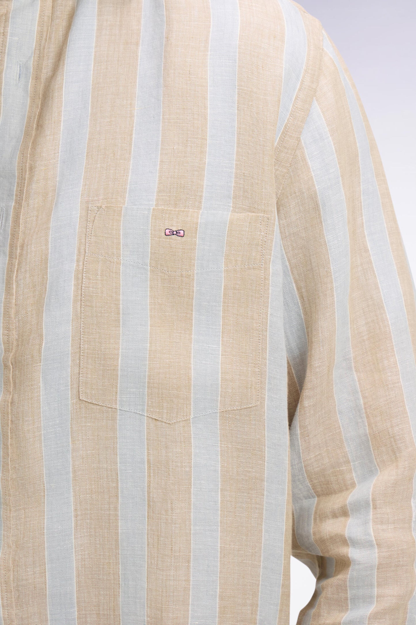 Light gray linen shirt with stick stripes