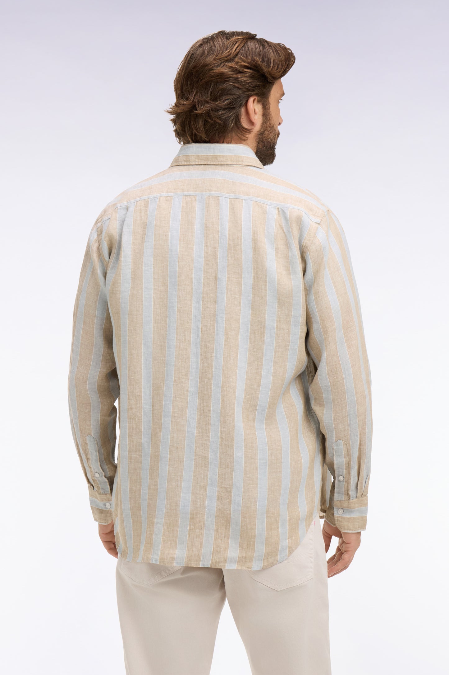 Light gray linen shirt with stick stripes