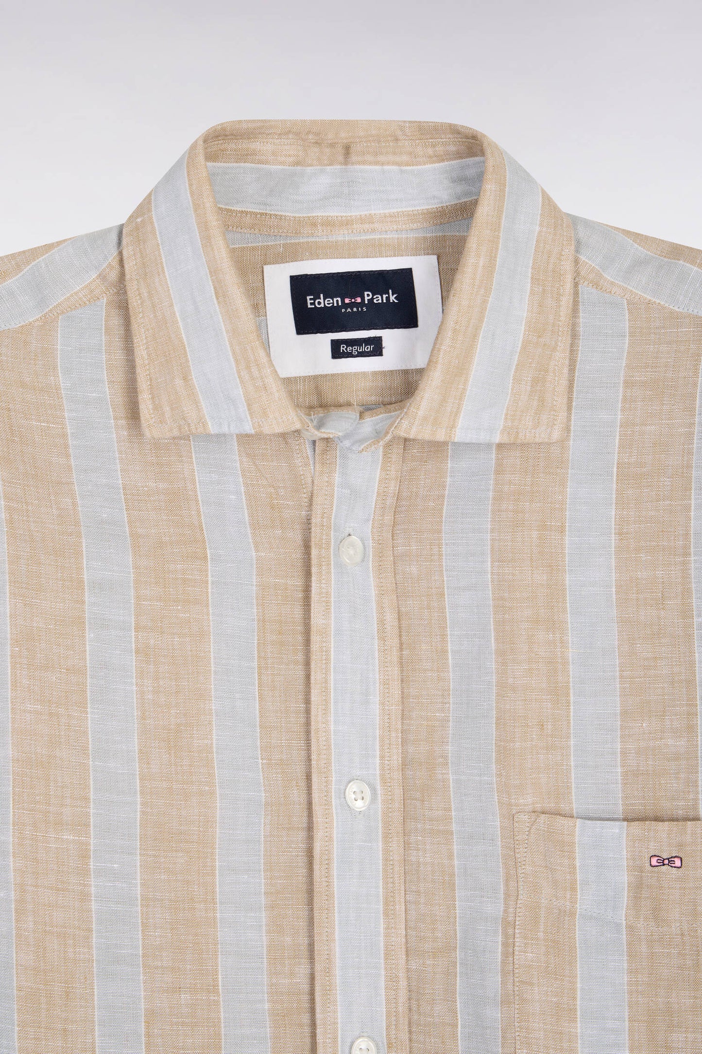 Light gray linen shirt with stick stripes