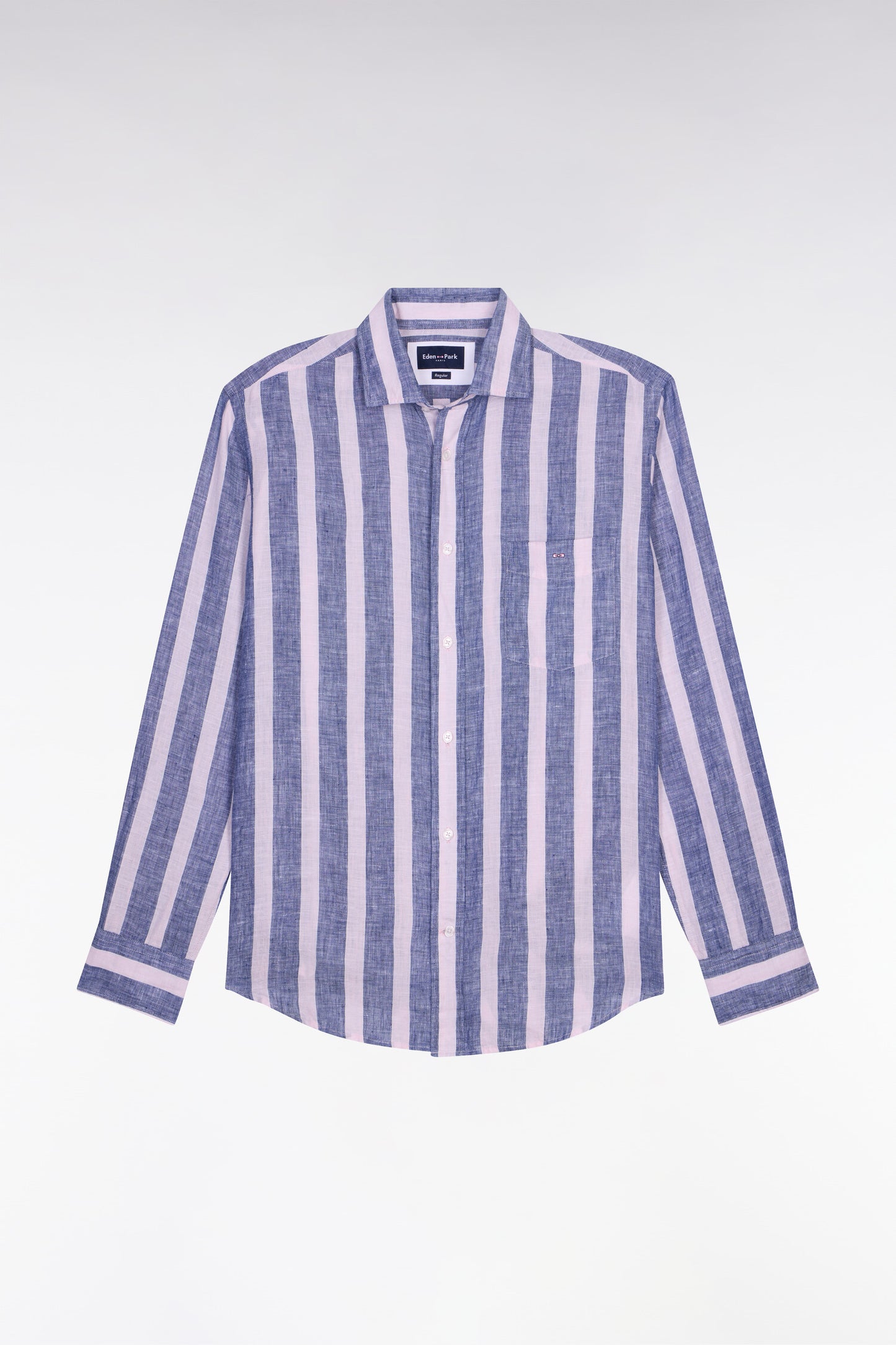 Navy linen shirt with stick stripes