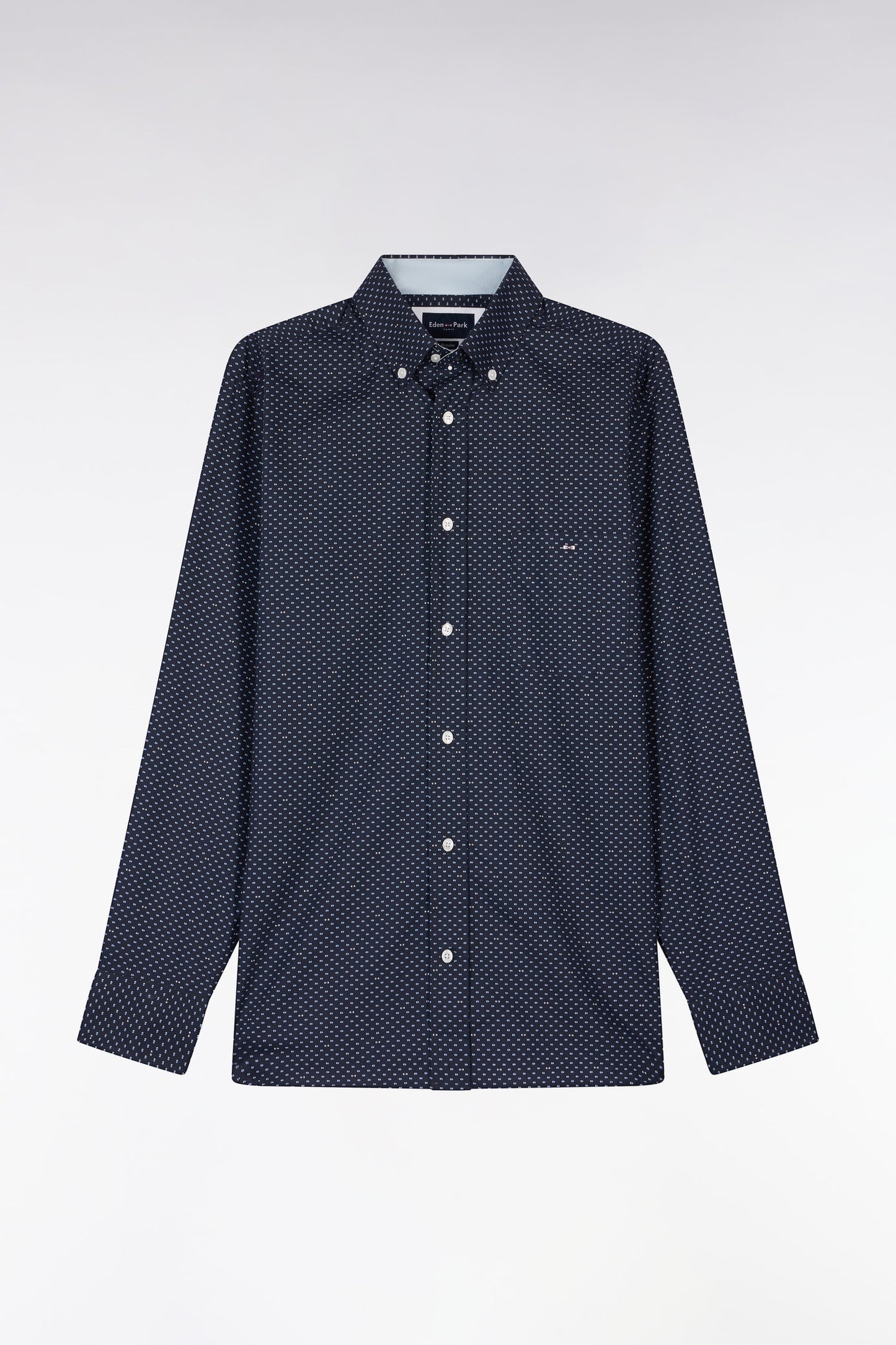 Regular fit sky blue micro-patterned cotton poplin shirt