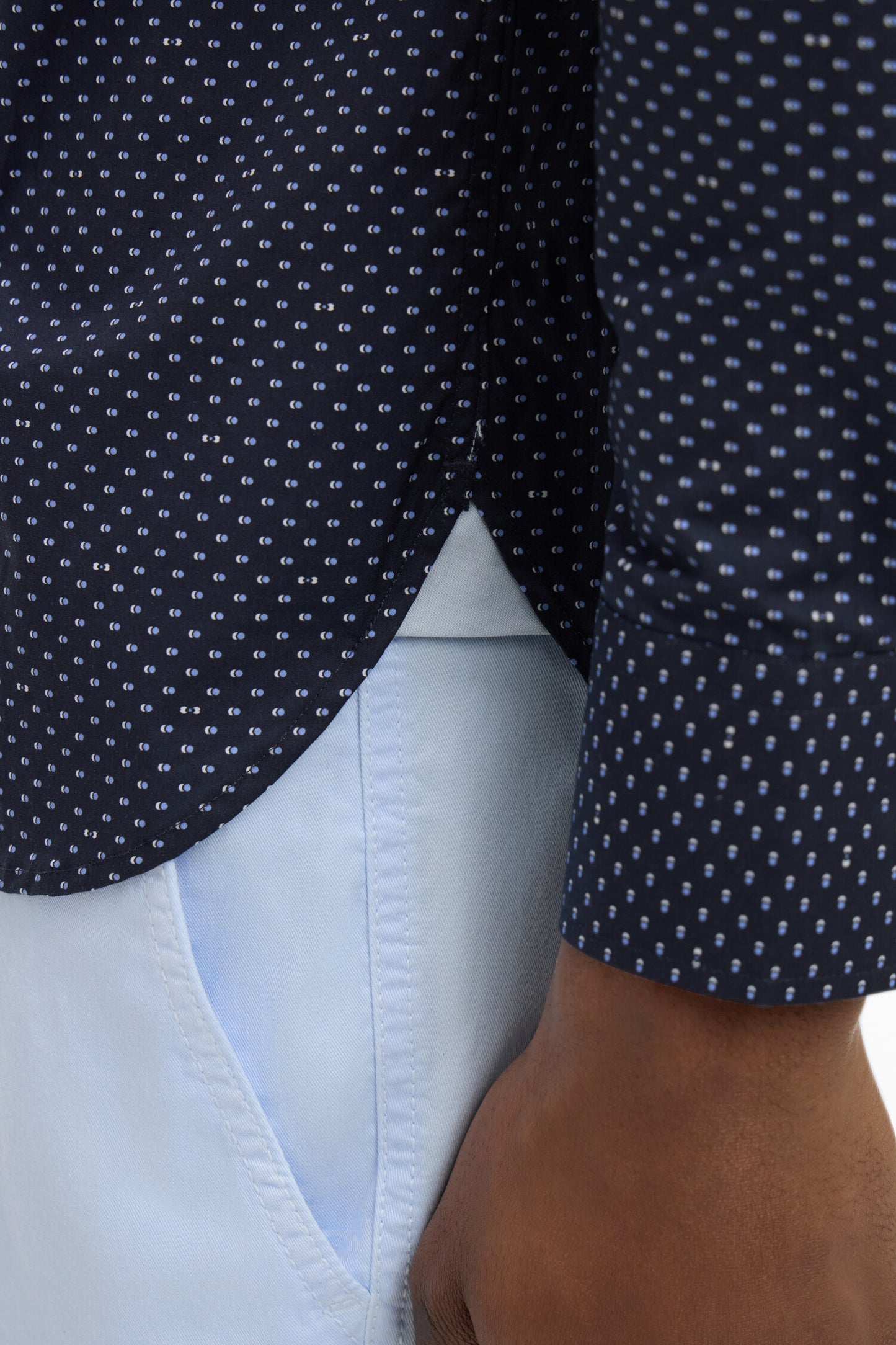 Regular fit sky blue micro-patterned cotton poplin shirt