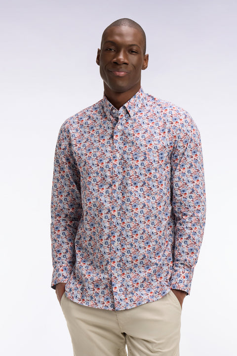 Chemise en popeline de coton multicolore à motif floral - Image 3