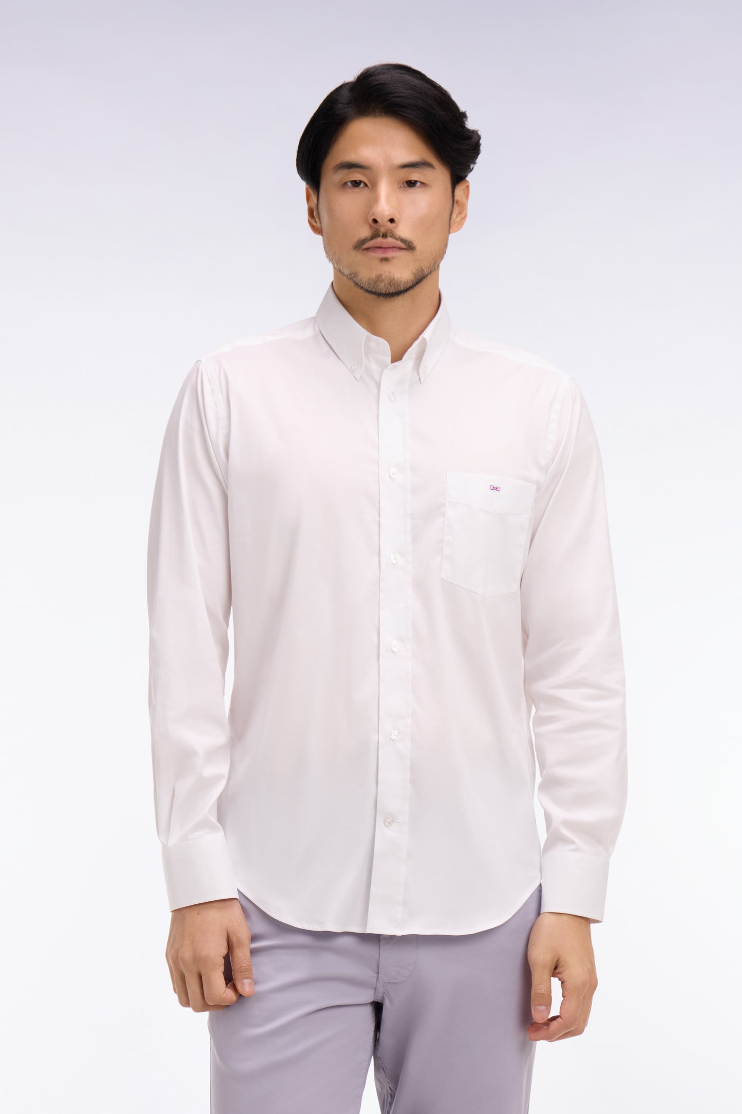 Chemise en coton mélangé blanche coupe regular