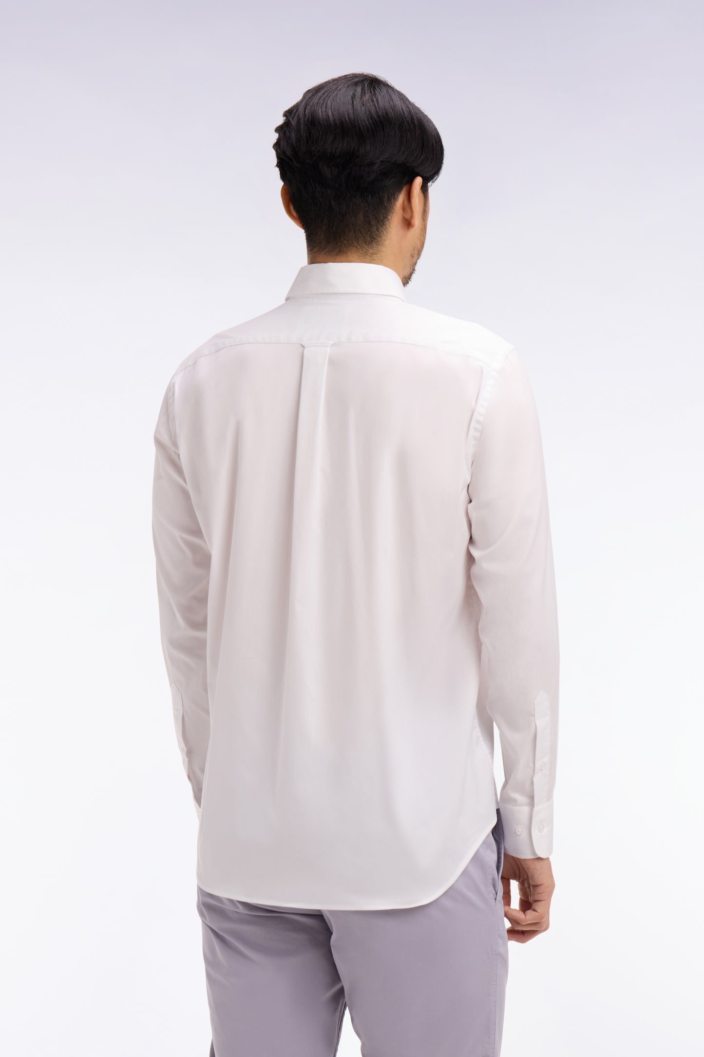 Chemise en coton mélangé blanche coupe regular