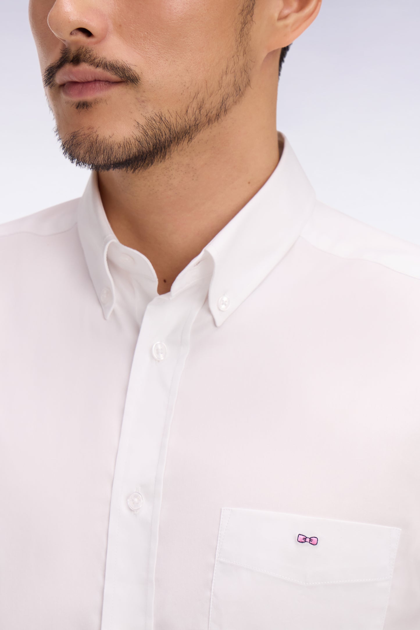 Chemise en coton mélangé blanche coupe regular