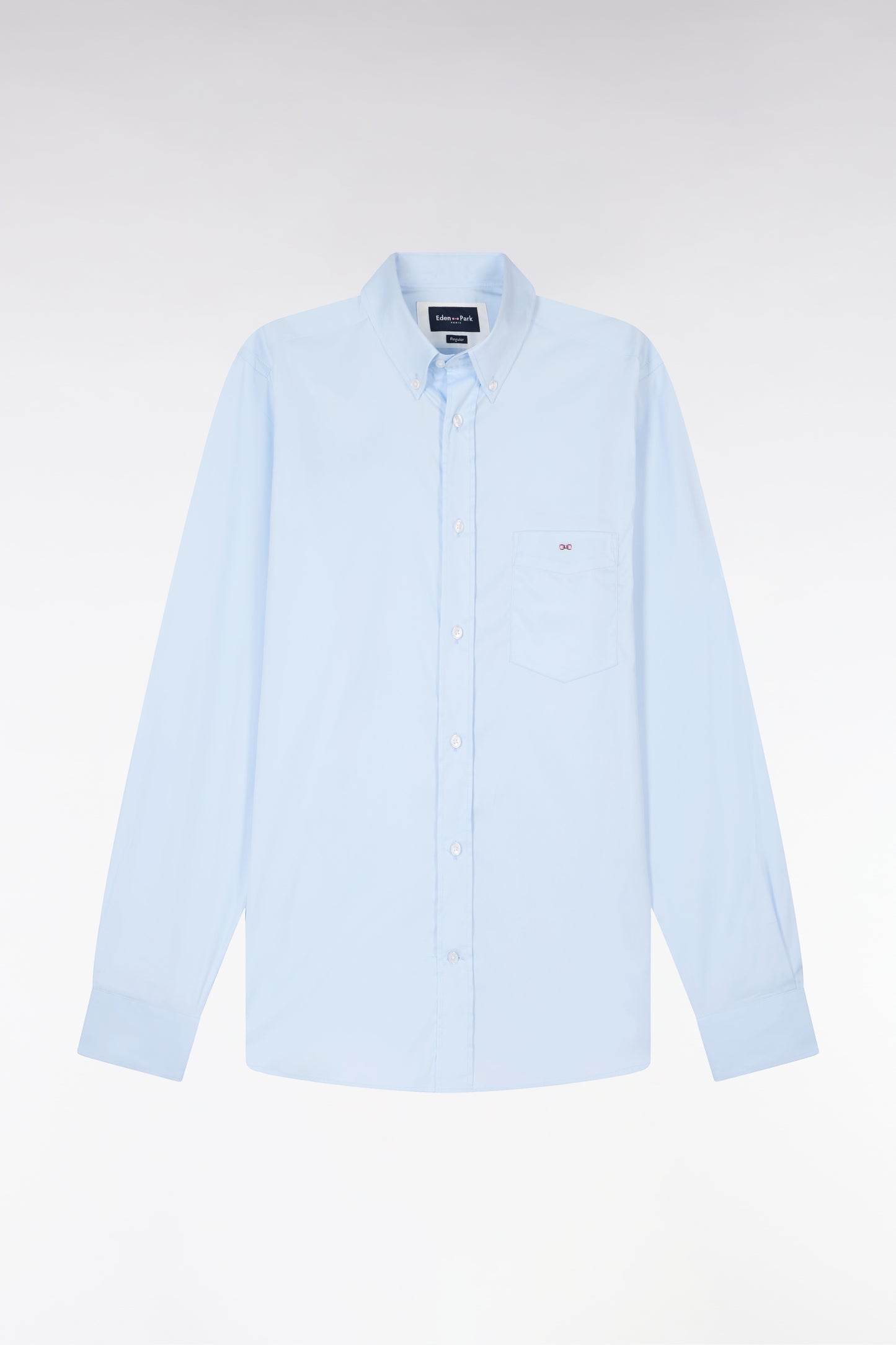 Chemise en coton mélangé bleu ciel coupe regular