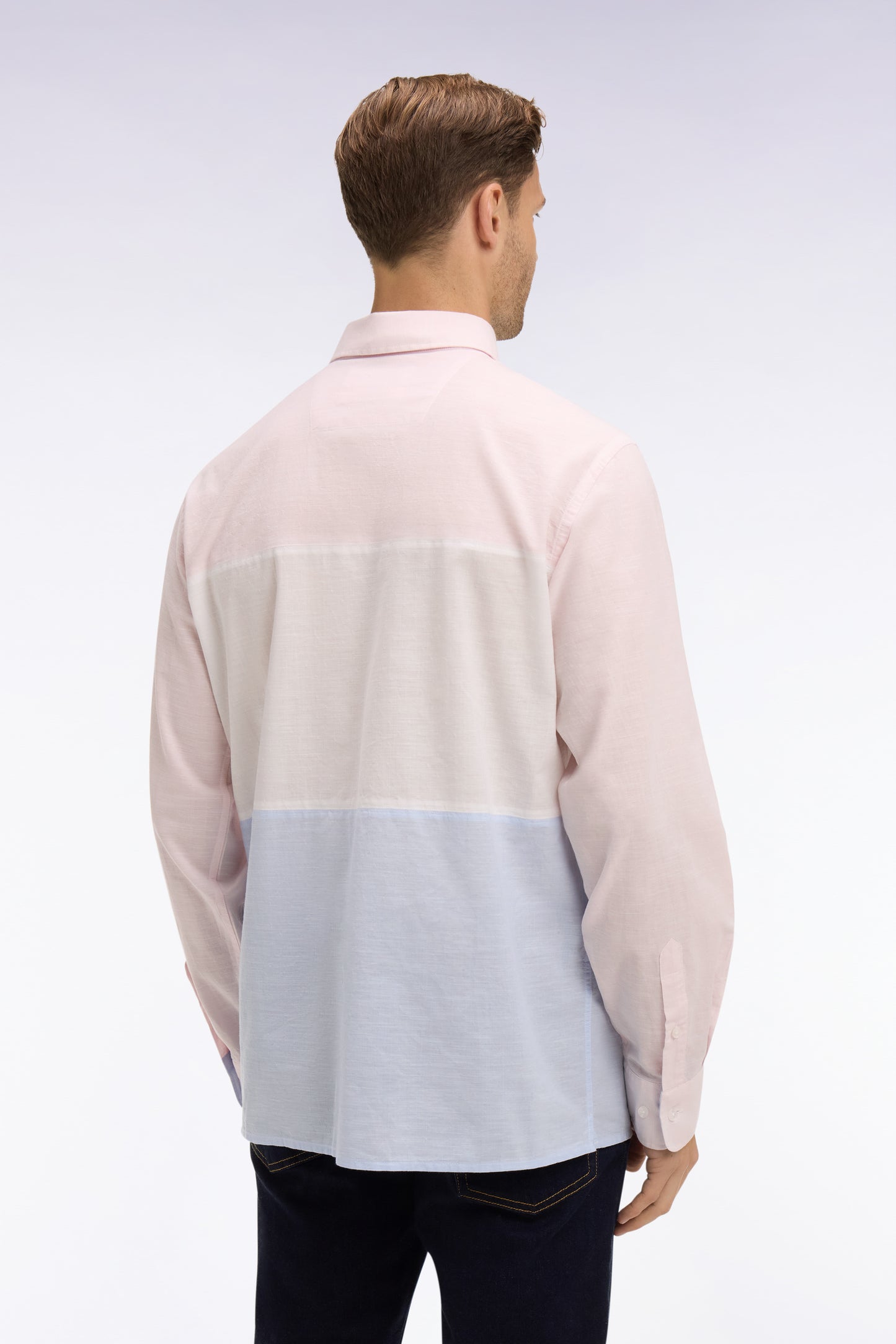 Pink tricolor Dobby jacquard cotton shirt