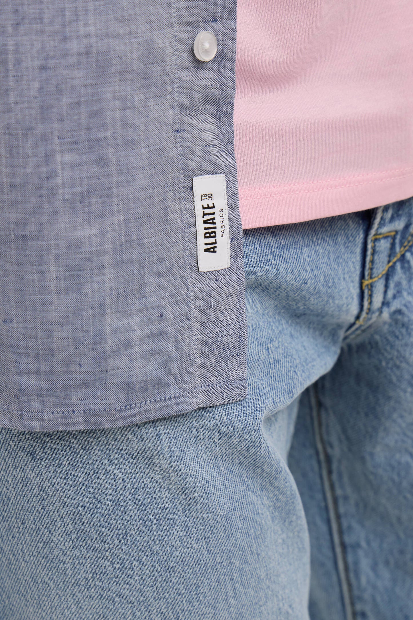 Colorblock linen and cotton shirt