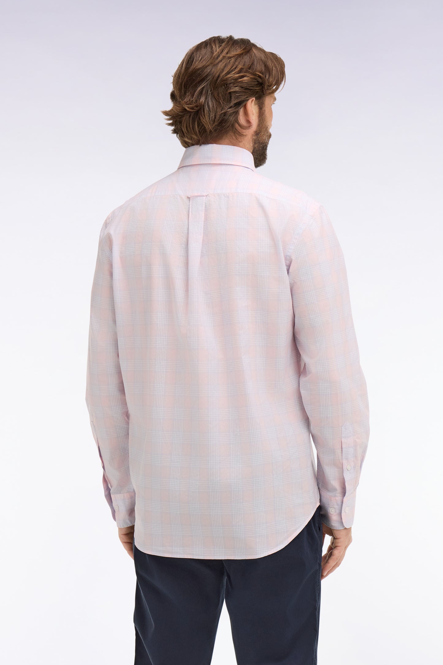Regular fit pink checked cotton shirt