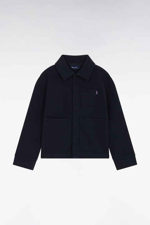 Navy interlock overshirt with patch pockets - Image 1
