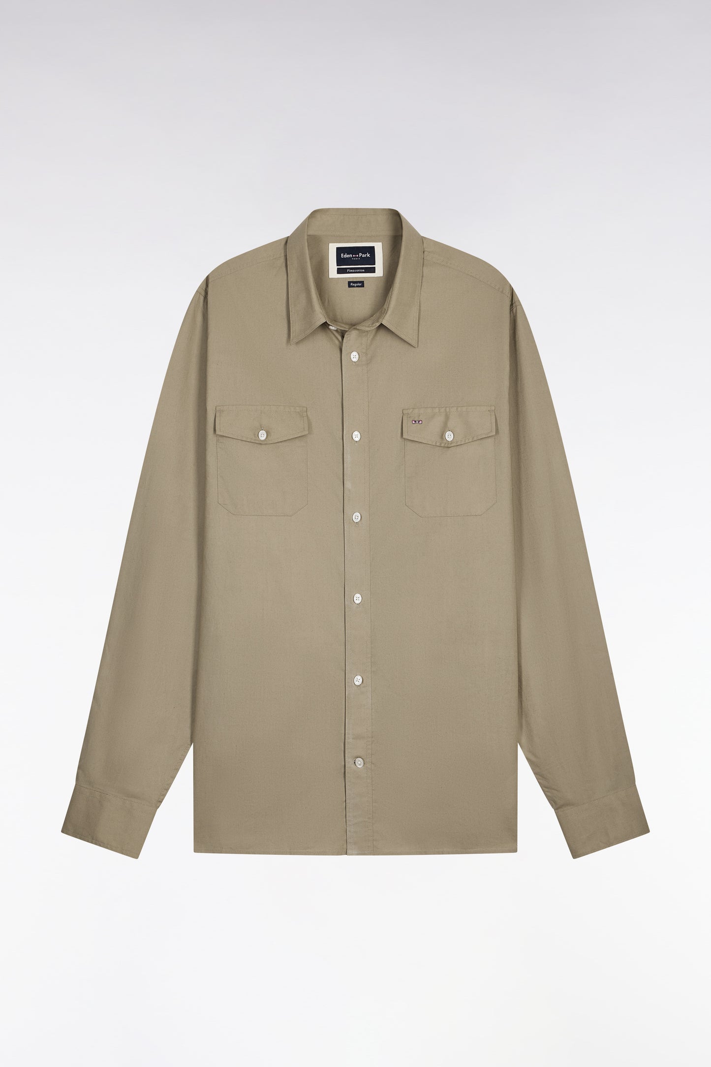 Chemise en popeline de coton Pima kaki coupe regular