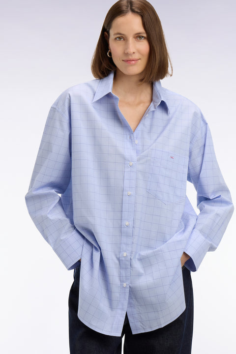 Chemise en coton ciel prince de Galles coupe oversized - Image 1