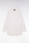 Chemise à fines rayures en popeline de coton blanche coupe oversized