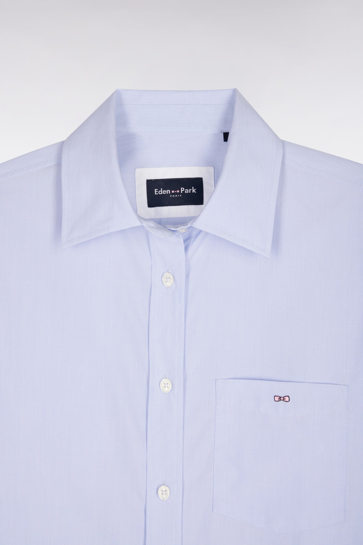 Chemise en popeline de coton ciel coupe slim