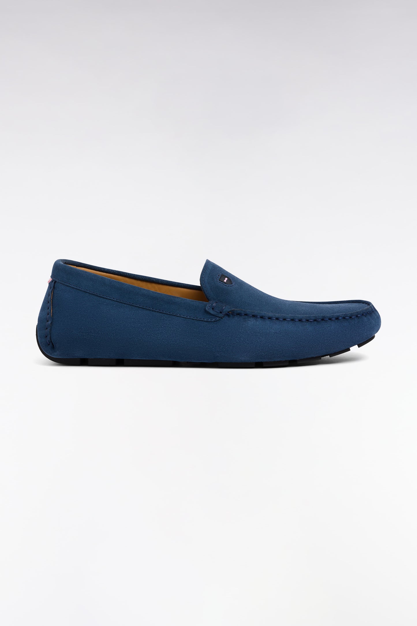 Blue suede leather moccasins