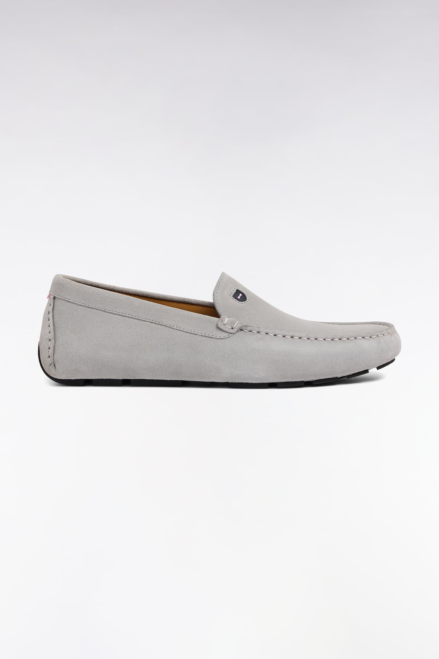 Light gray suede leather loafers
