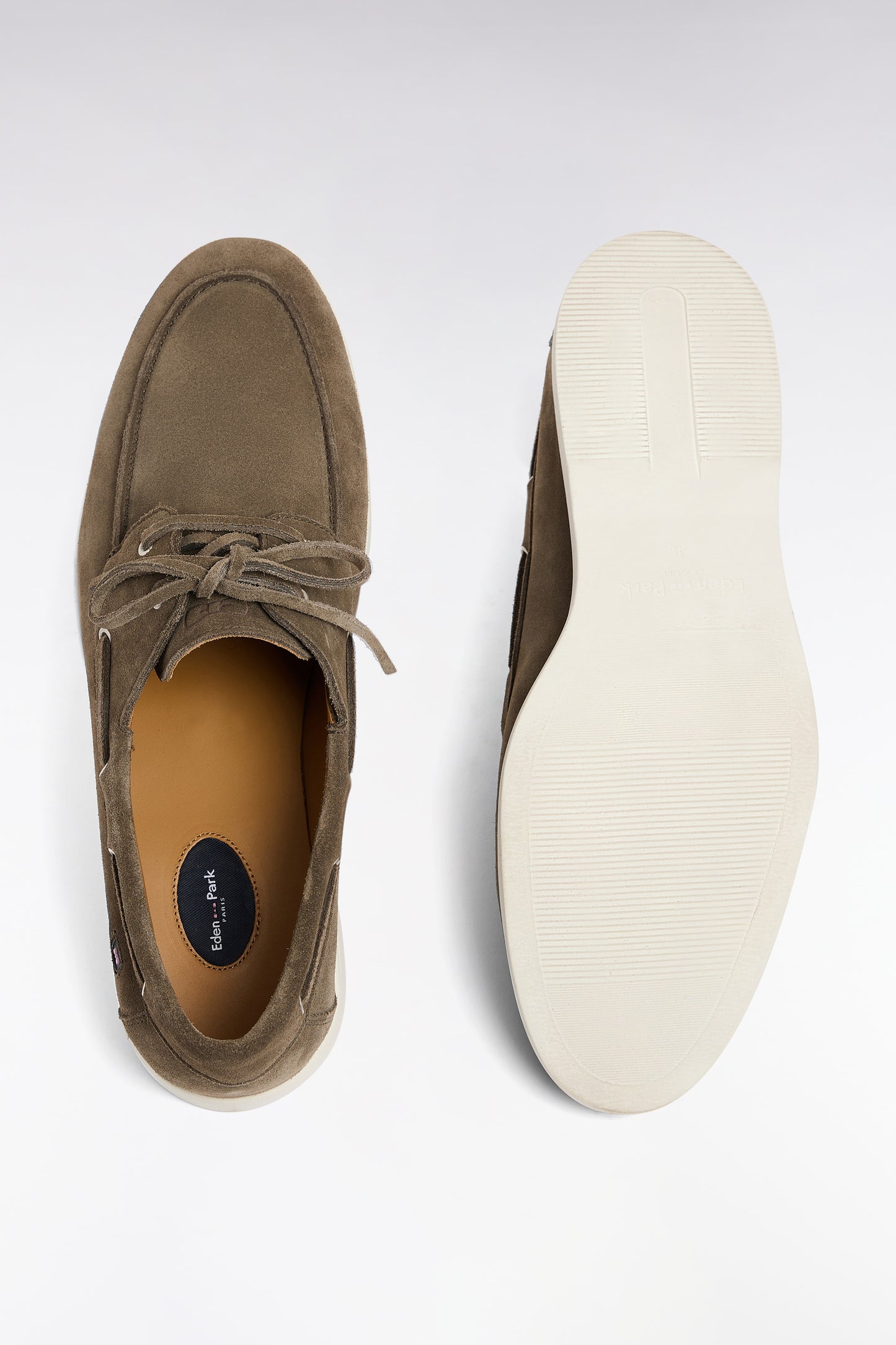 Gray suede leather boat shoes