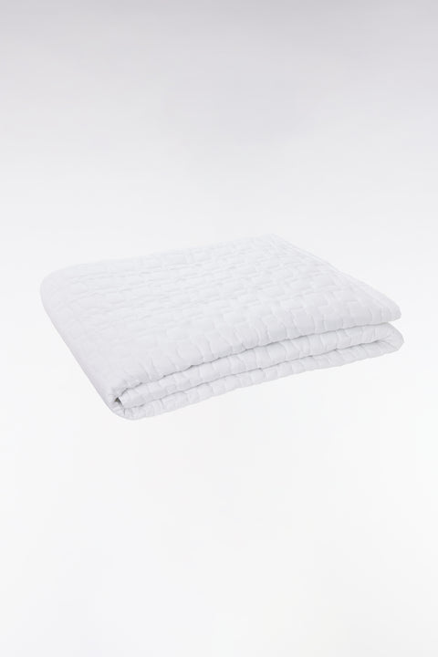 White Cotton Satin Bedspread Quilted Bow Ties - Image 1