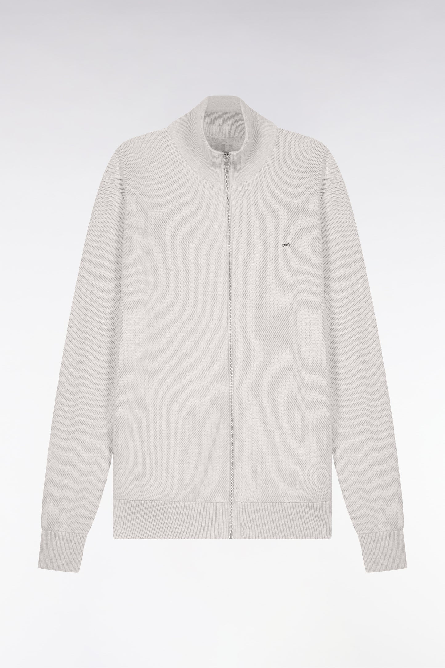 Cardigan zippé en coton gris clair