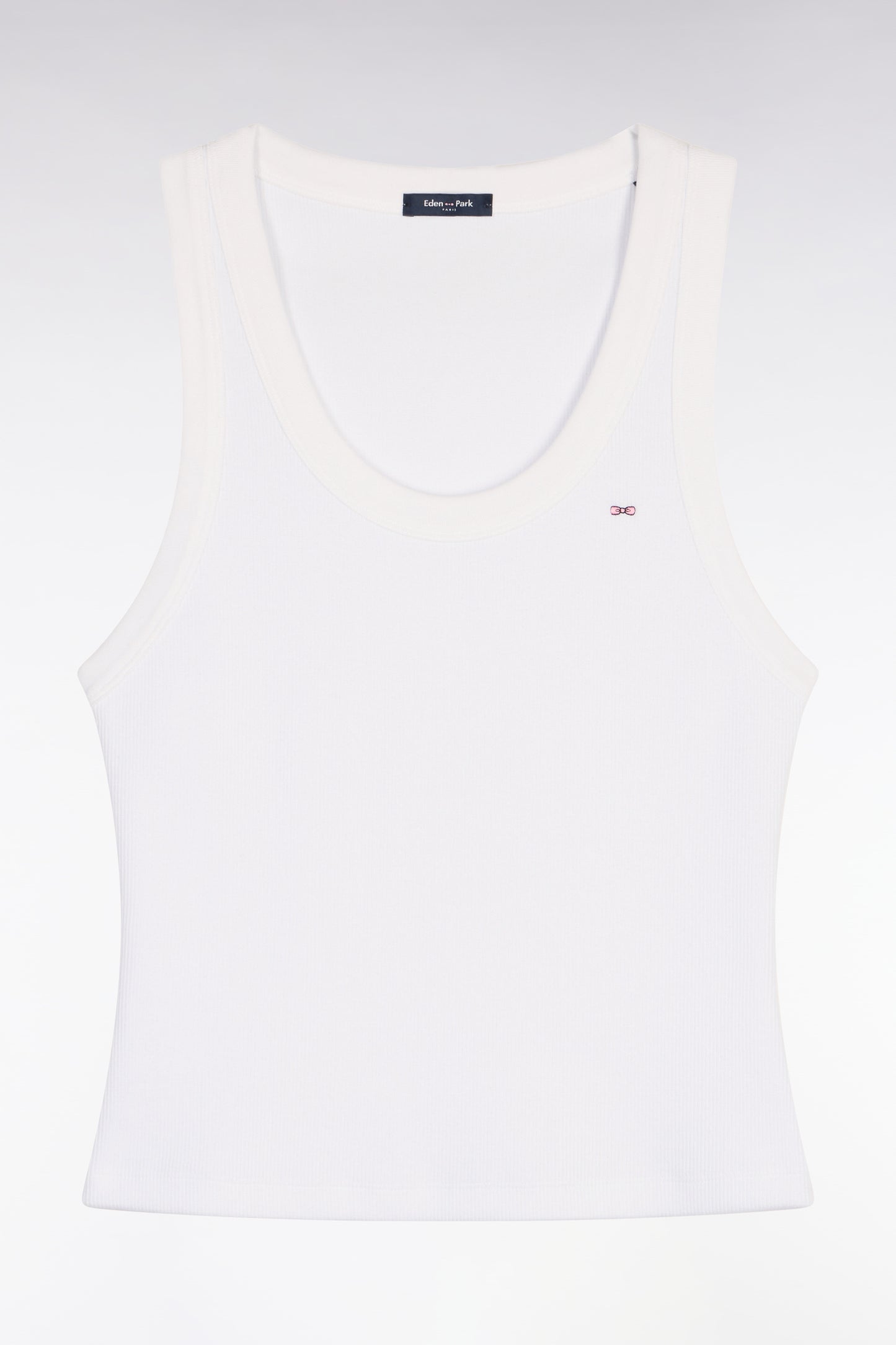 Débardeur côtelé en coton et modal stretch blanc