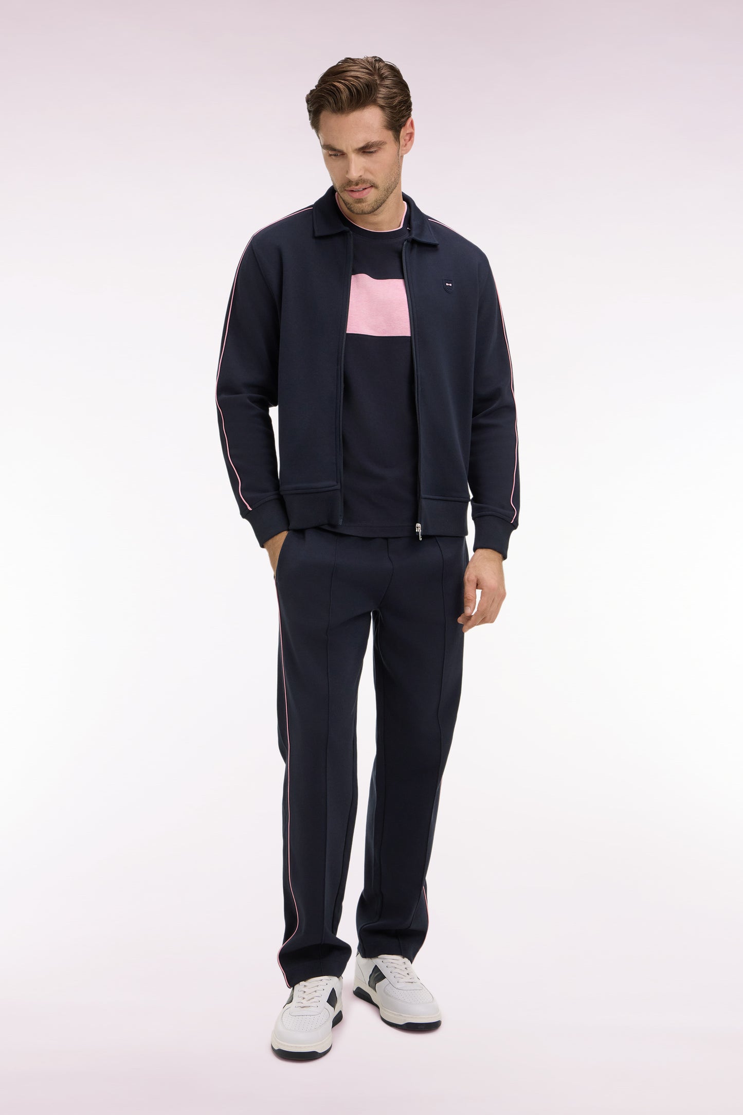 Jogging en coton mélangé marine coupe regular
