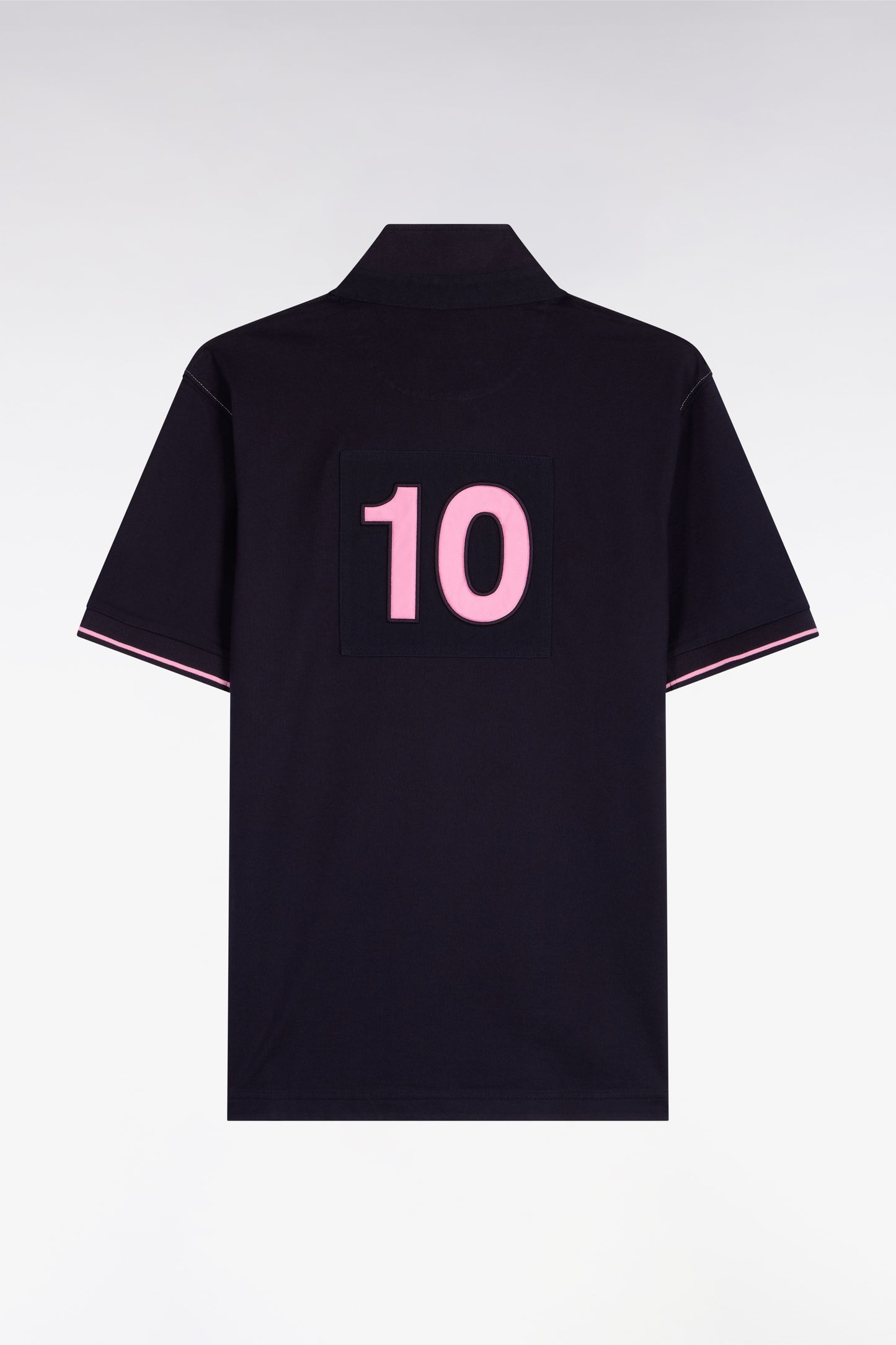 Maillot à manches courtes en coton blanc et marine coupe regular