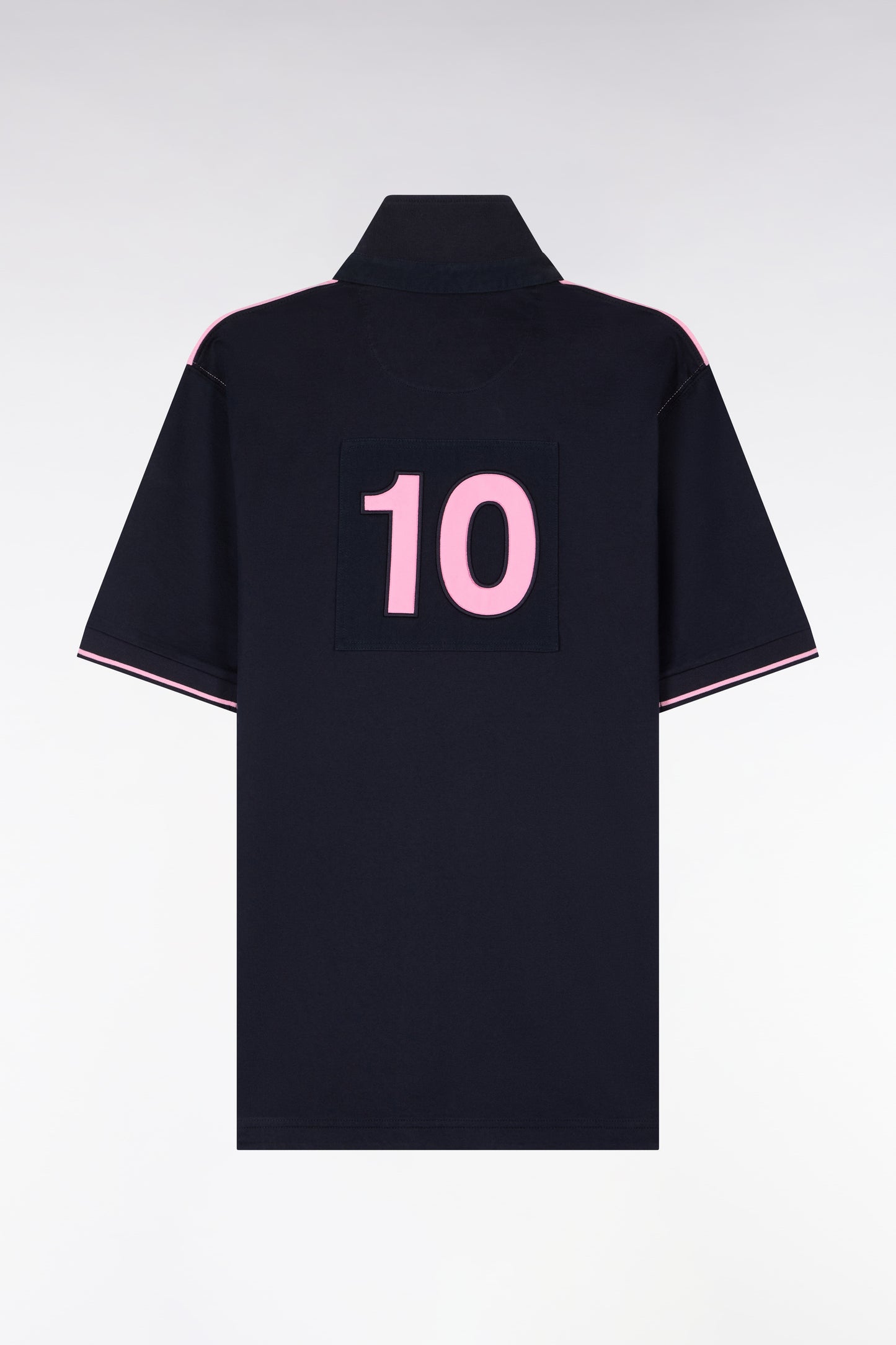 Short-sleeved regular-fit pink and navy cotton jersey