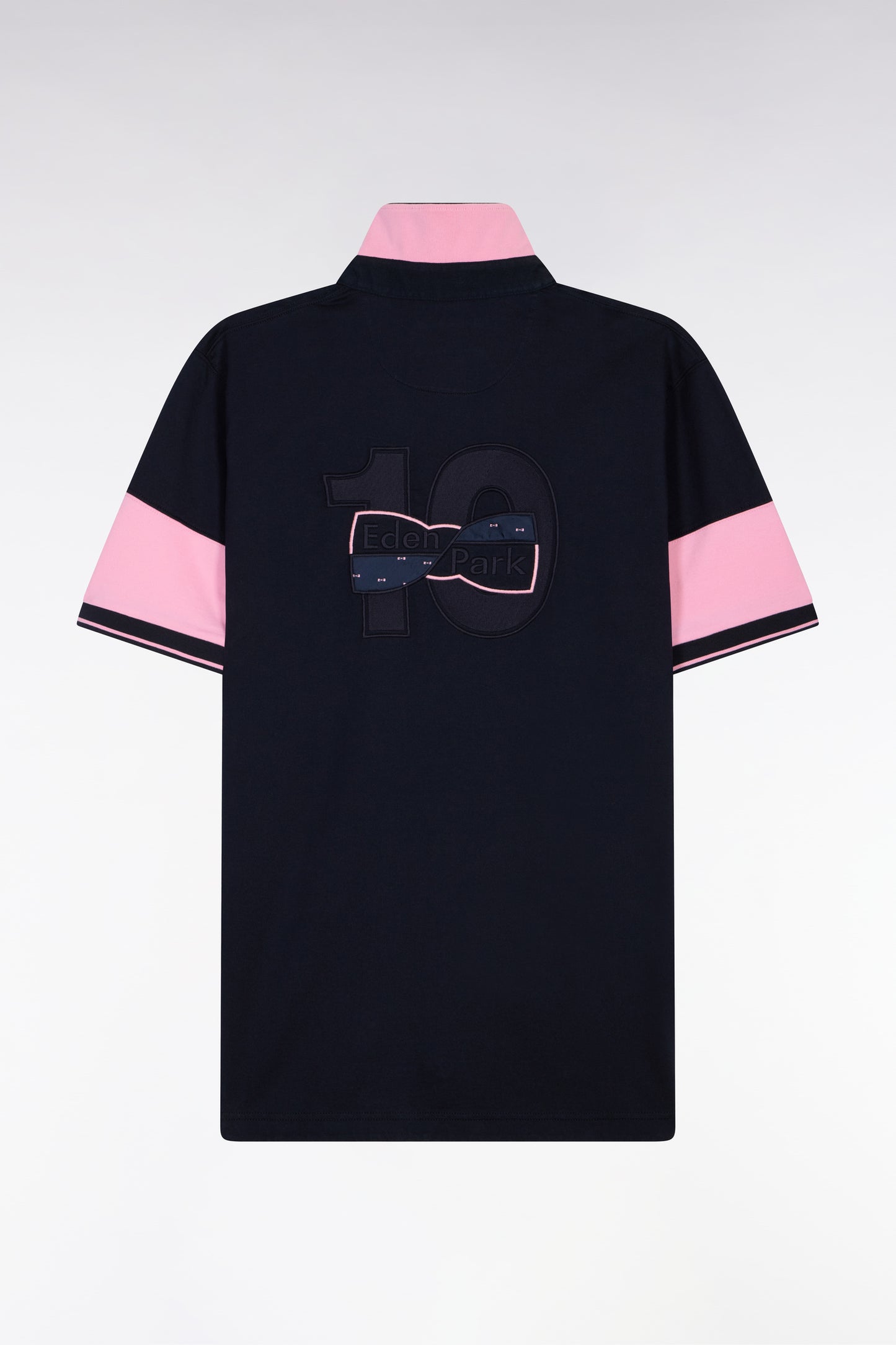 Short-sleeved regular-fit navy cotton jersey