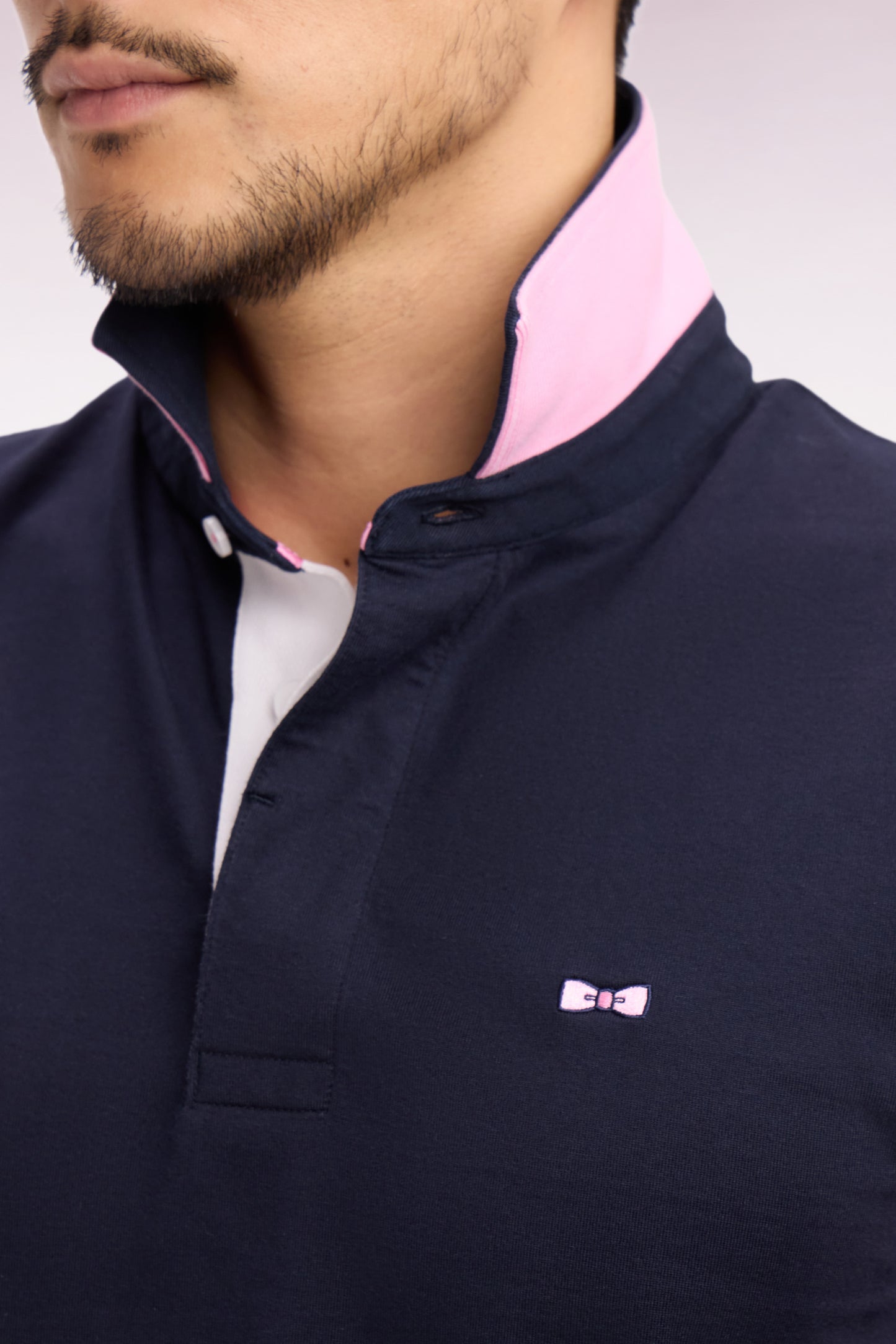 Short-sleeved regular-fit navy cotton jersey