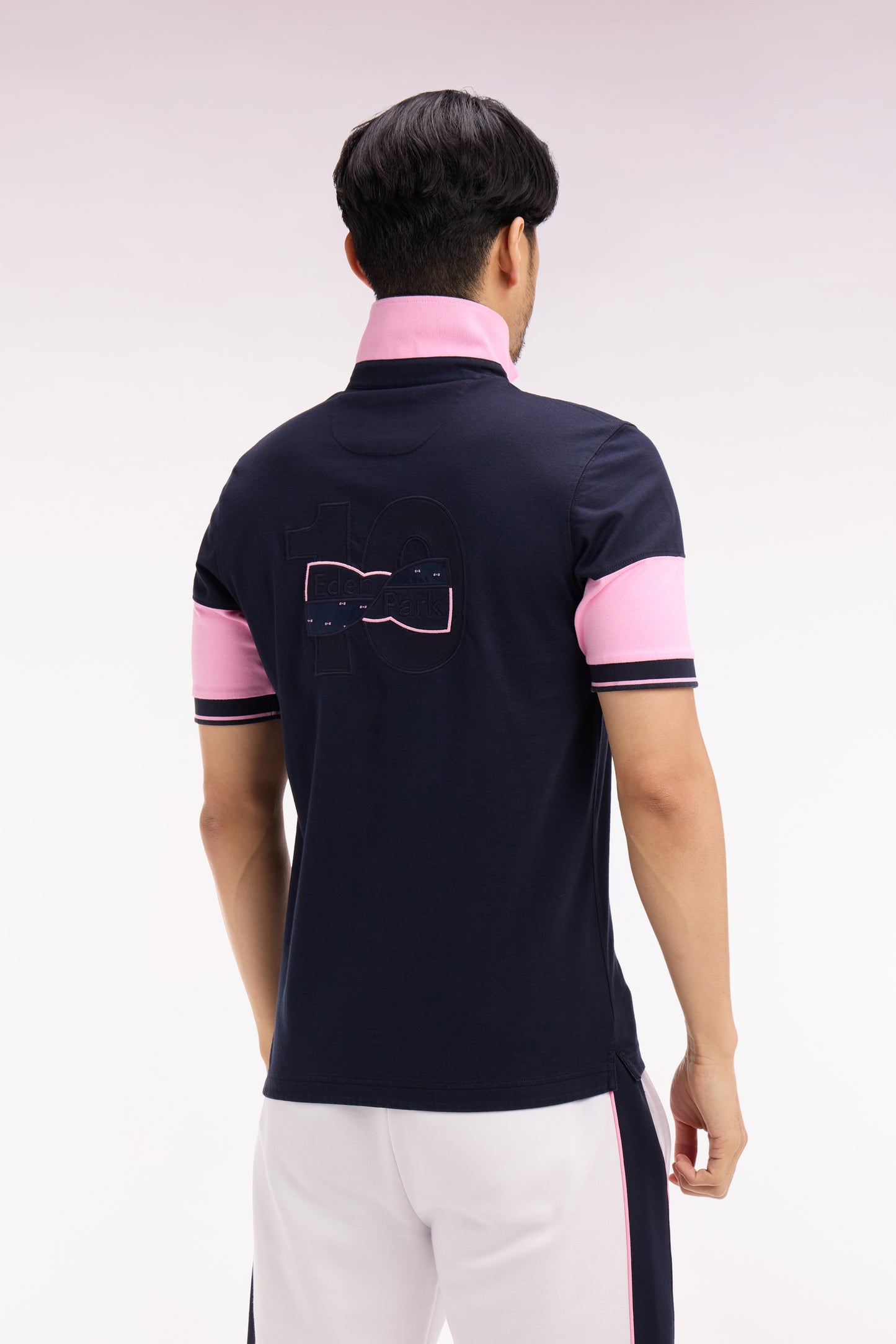 Short-sleeved regular-fit navy cotton jersey