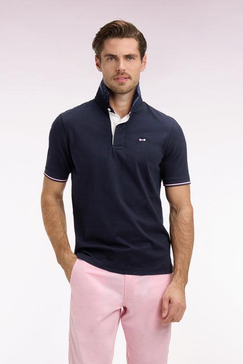 Maillot à manches courtes en coton marine broderie dos coupe regular - Image 3