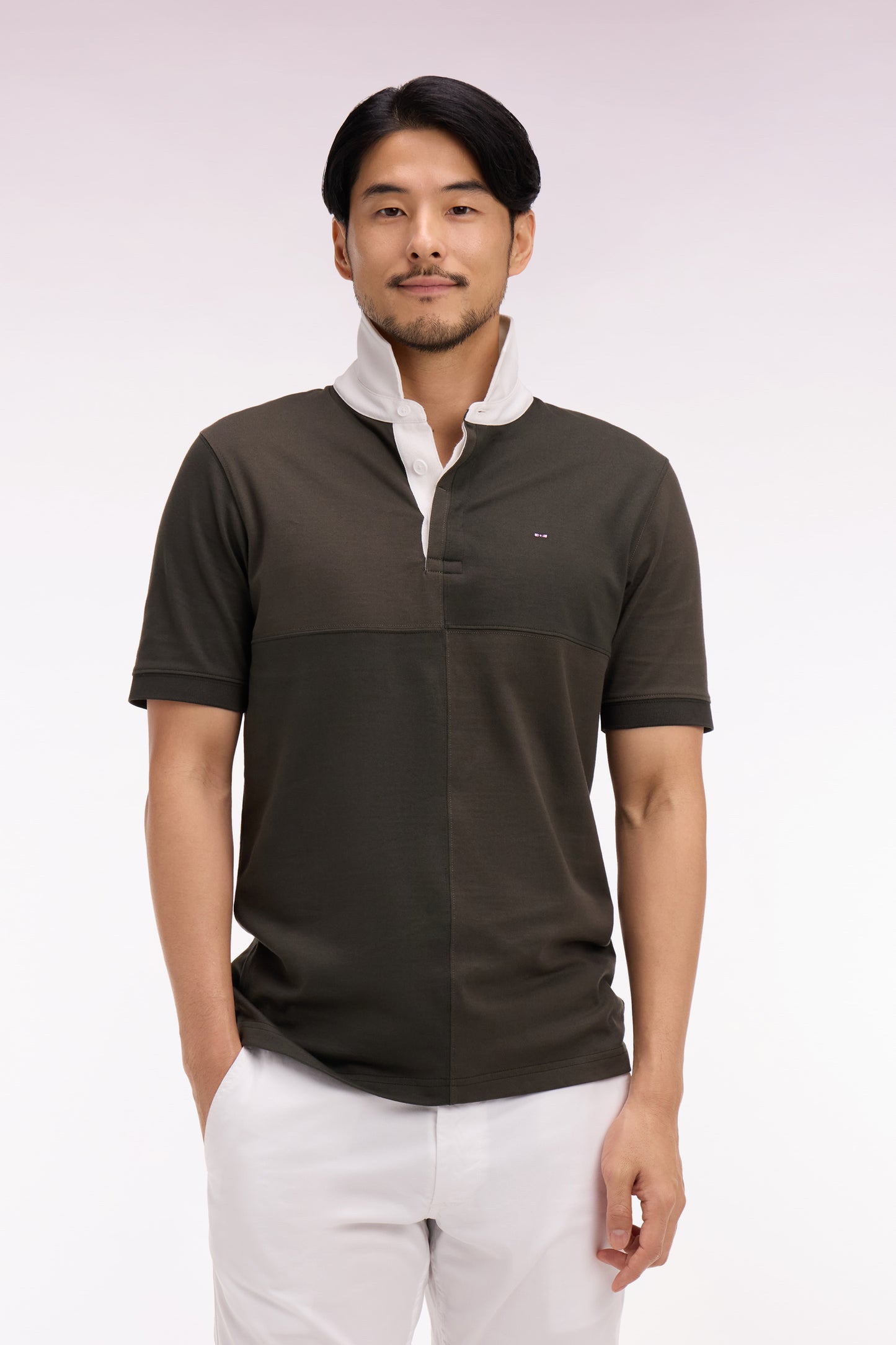 Regular fit khaki dials cotton short-sleeved jersey
