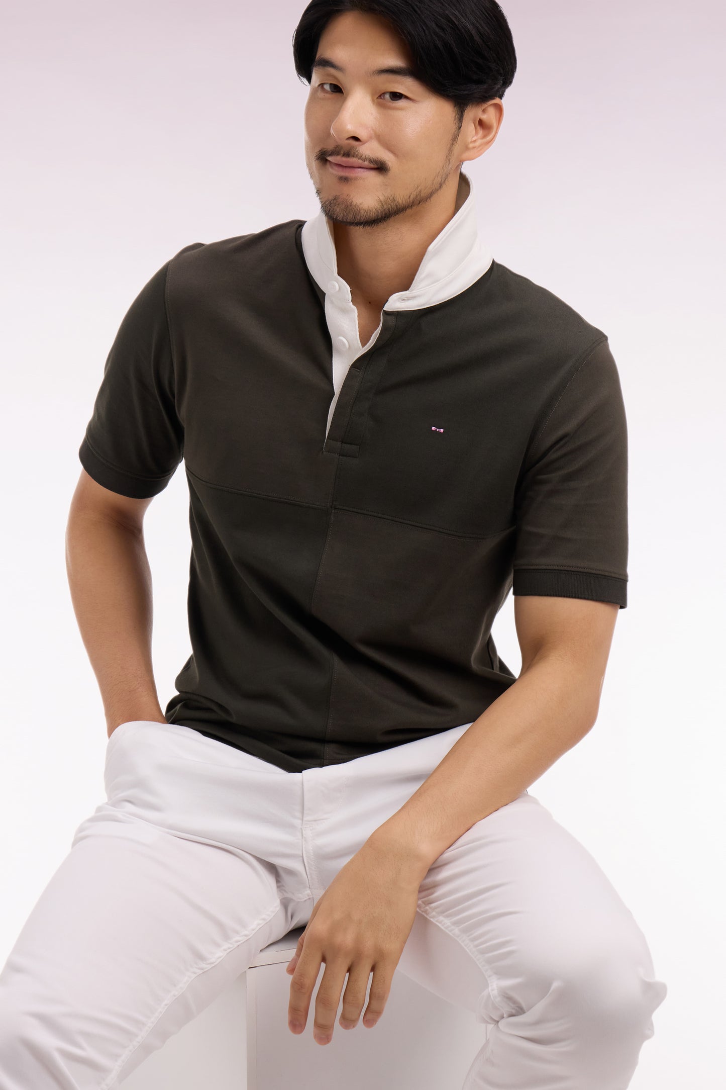 Regular fit khaki dials cotton short-sleeved jersey