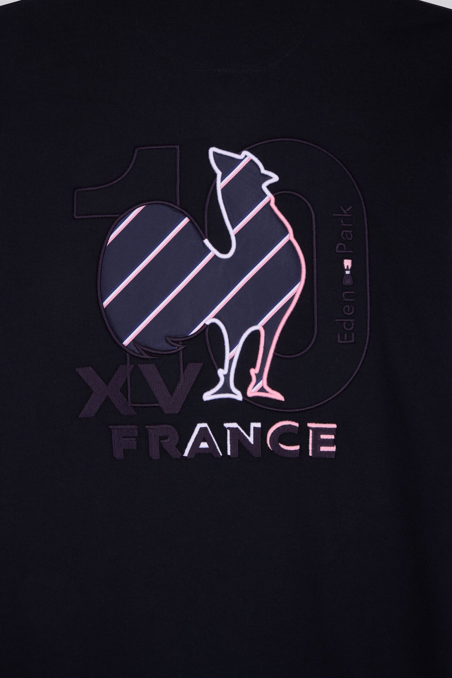 XV de France short-sleeved jersey in gray and navy cotton embroidered regular fit