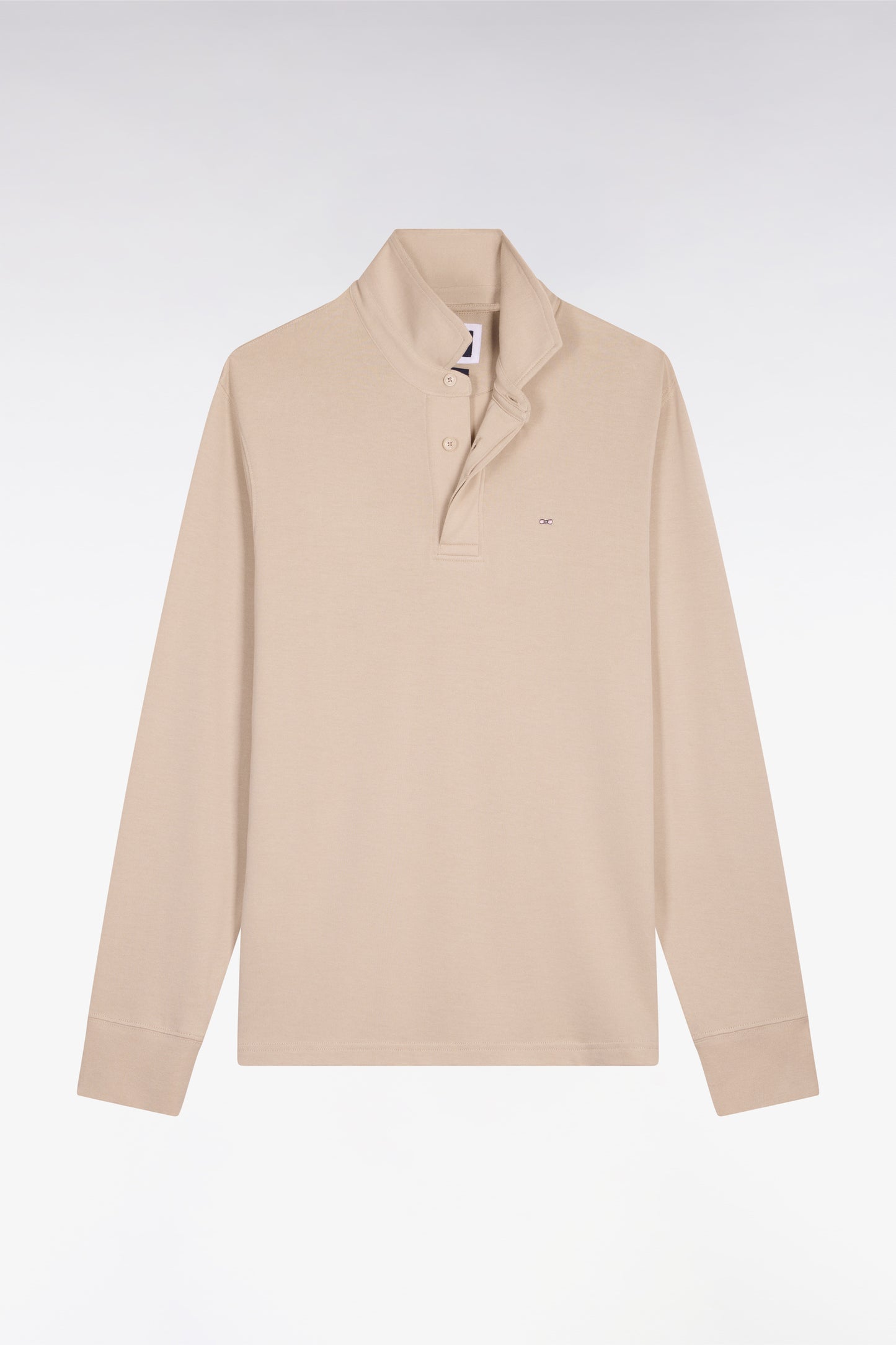 Beige Pima cotton long-sleeved jersey